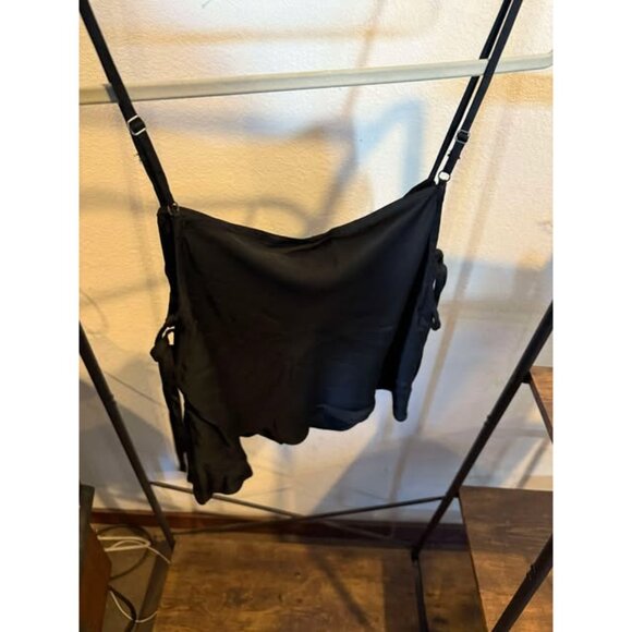 Womens Black Satin Tank Top With Adjustable Straps & Side Ties - Wild Fable™ L - Picture 2 of 3